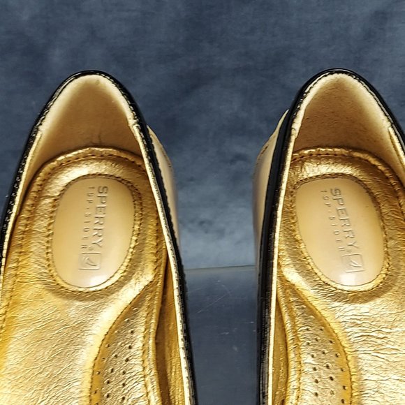 Sperry Tan & Black Patent Leather Penny Loafers Size 7.5M - Picture 4 of 14